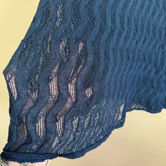 Future Collective skirt women large cotton blend sheer knit midi length blue - Picture 3 of 8